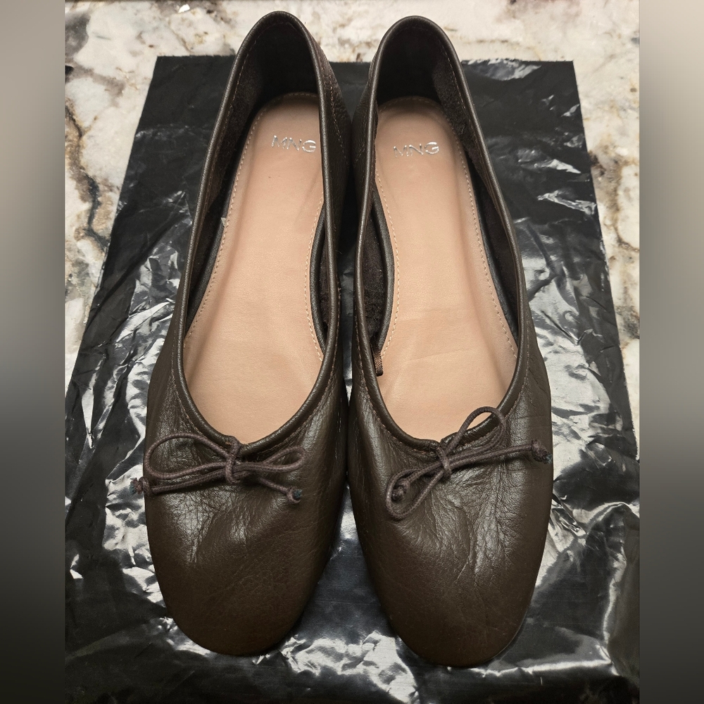 Mango Dark Brown Leather Flats - Picture 5 of 6